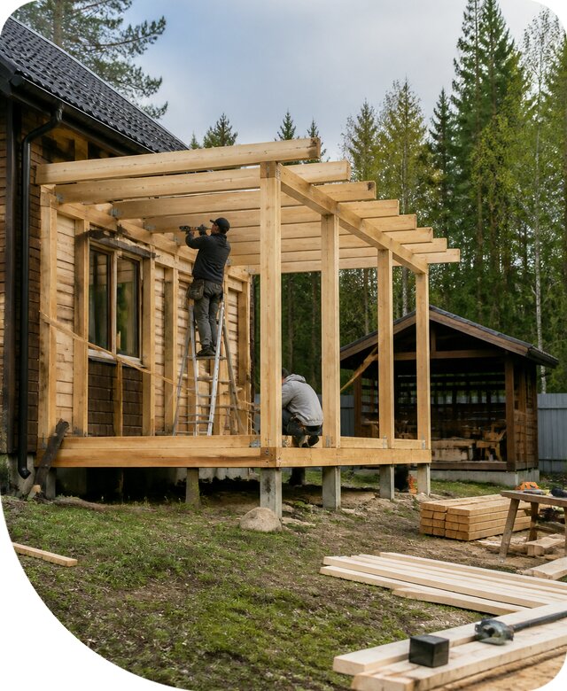 Строительство пристроек и построек на участке в Гудермесе