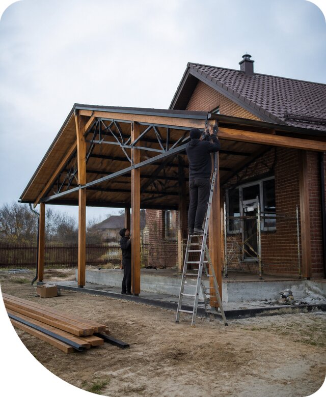 Пристройка навеса к дому и участку в Гудермесе под ключ